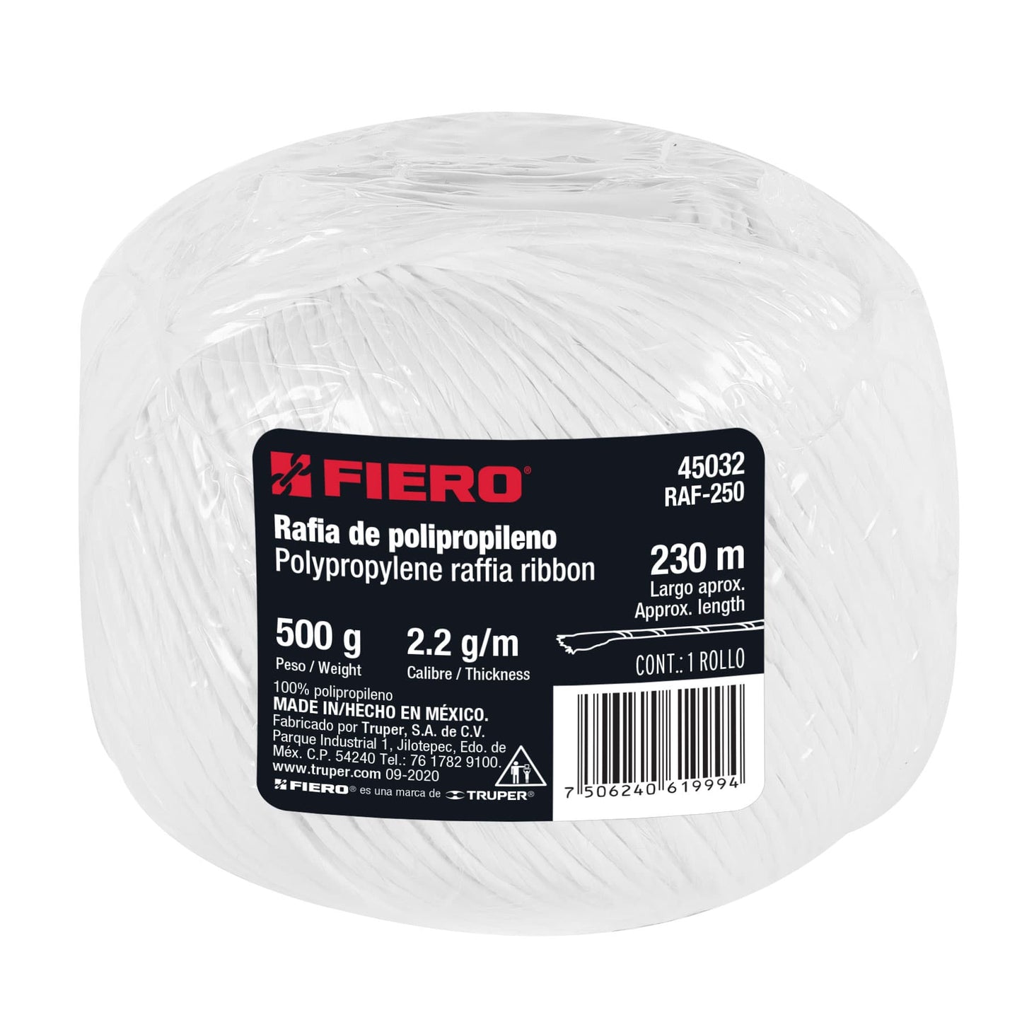 ROLLO DE RAFIA DE 230M COLOR BLANCO 45032 *