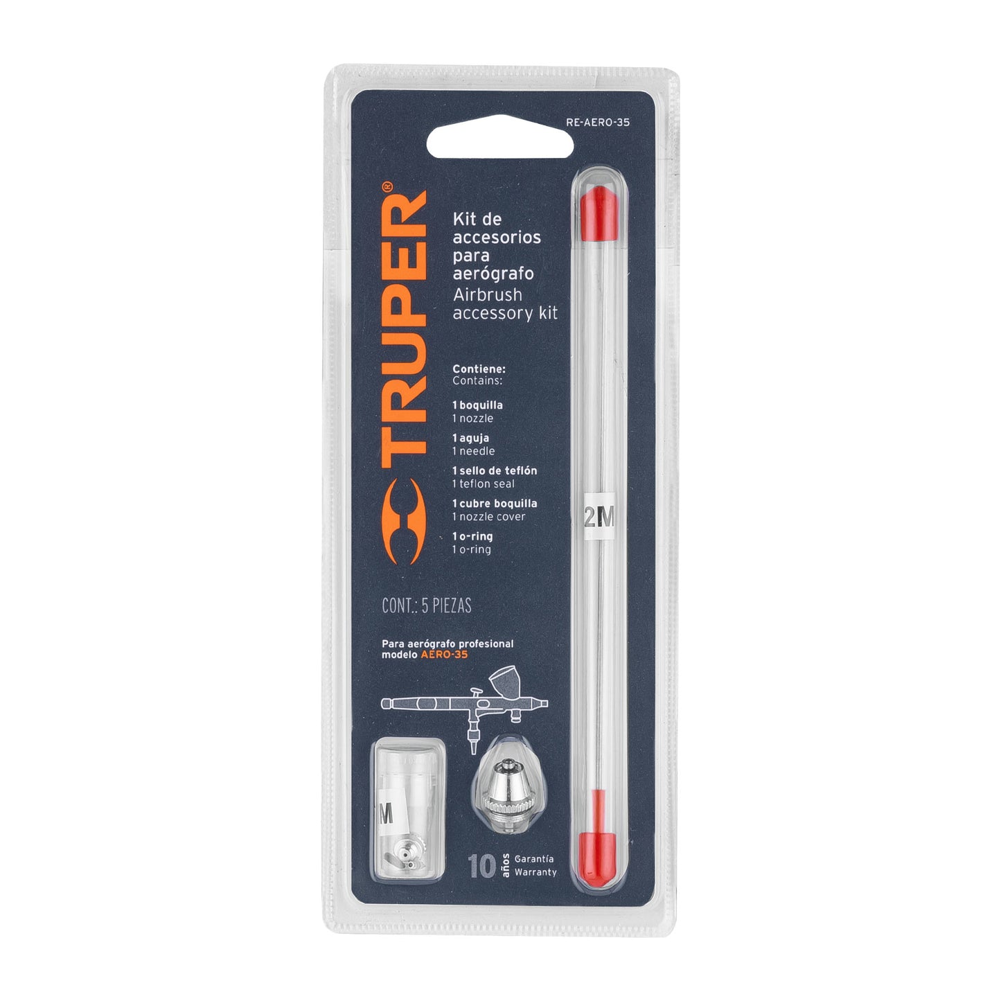KIT DE 5 ACCESORIOS PARA AERÓGRAFO AERO-35, TRUPER 16021 *