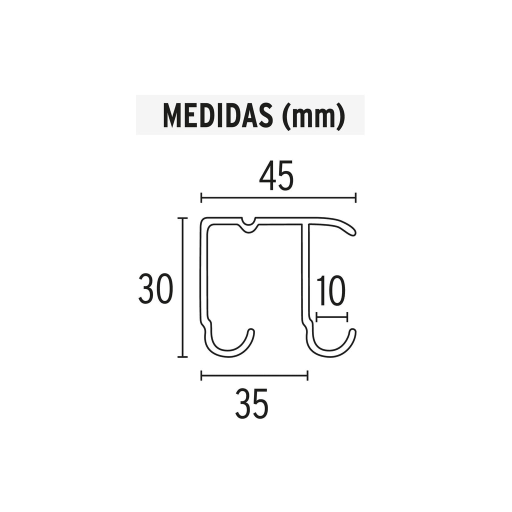 RIEL SUPERIOR 'JJ' DE ALUMINIO PARA PUERTA CORREDIZA 2 M 48972