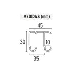 RIEL SUPERIOR 'JJ' DE ALUMINIO PARA PUERTA CORREDIZA 2 M 48972