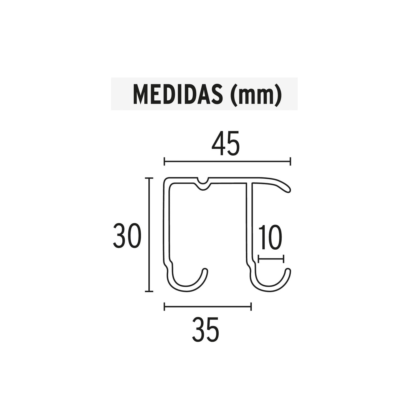 RIEL SUPERIOR 'JJ' DE ALUMINIO PARA PUERTA CORREDIZA 2 M 48972