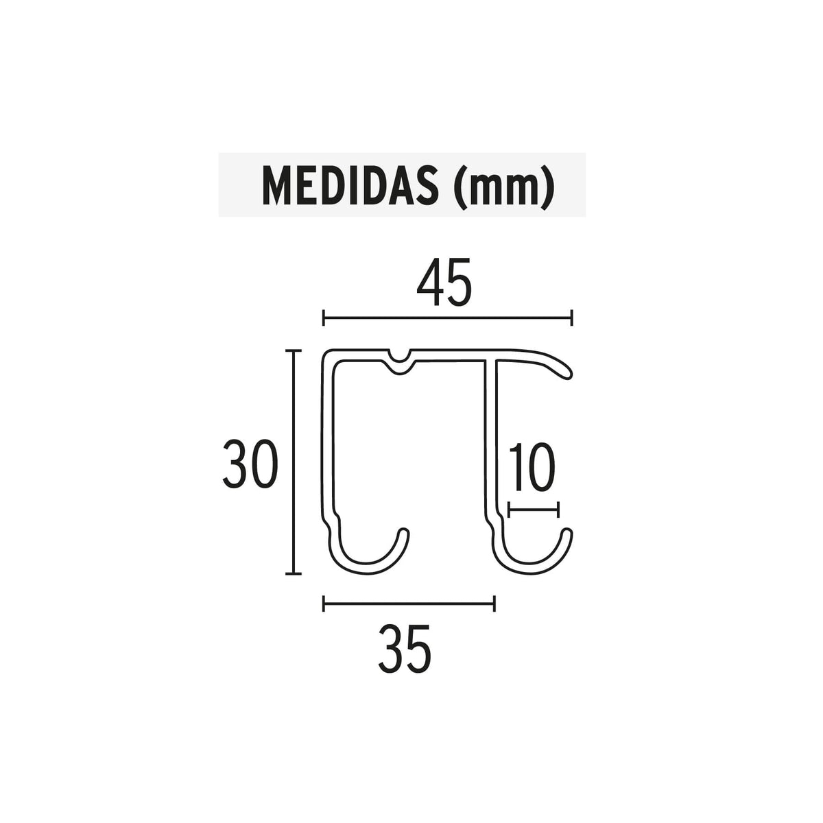 RIEL SUPERIOR 'JJ' DE ALUMINIO PARA PUERTA CORREDIZA 2 M 48972