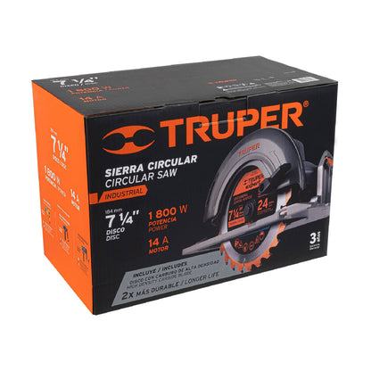 SIERRA CIRCULAR INDUSTRIAL 7-1/4" 1800 W, TRUPER INDUSTRIAL 11779 P