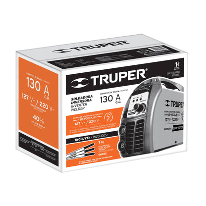 SOLDADORA INVERSORA 130A, BI-VOLTAJE 127/220V, TRUPER 11787 P
