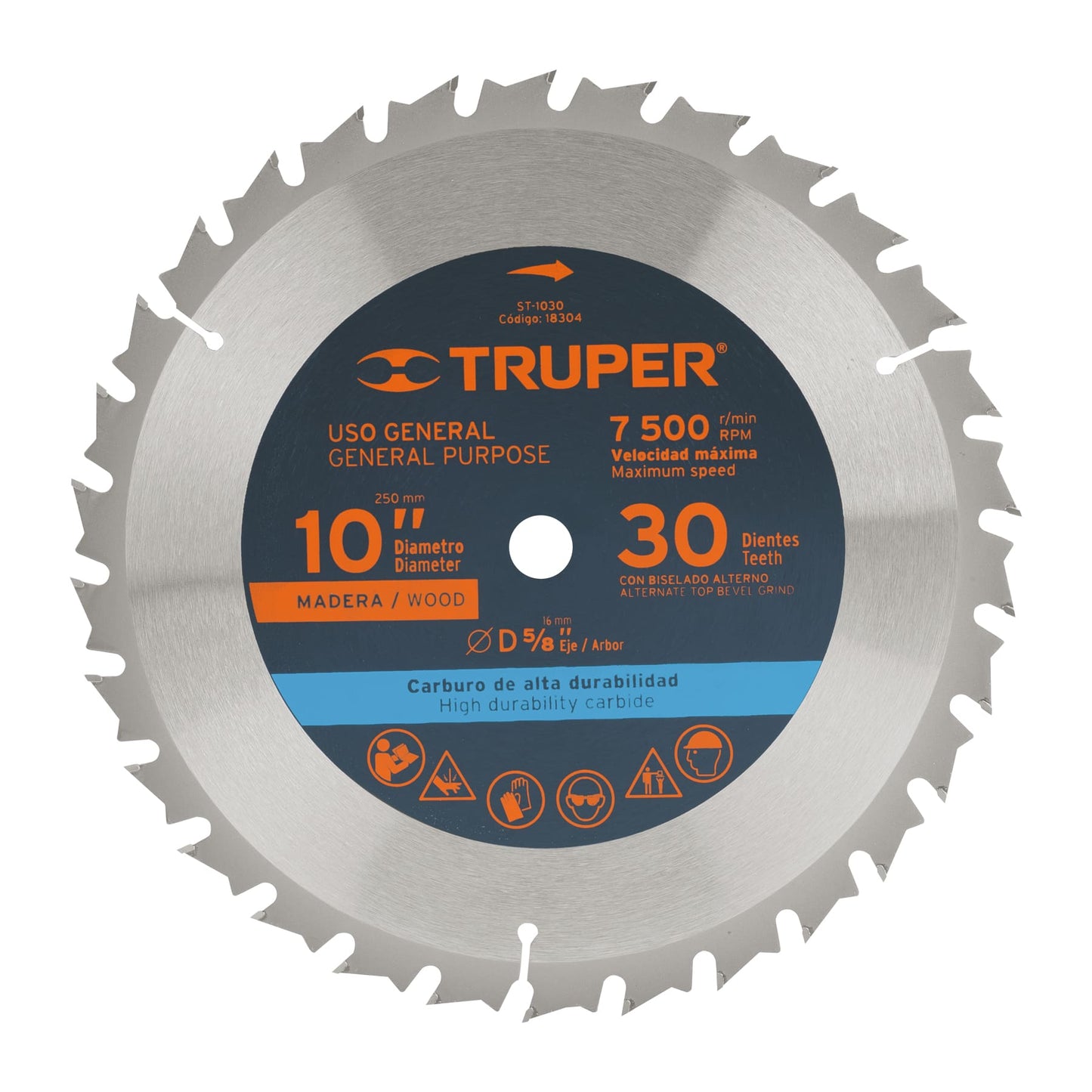 DISCO SIERRA P/MADERA 10', 30 DIENTES, CENTRO 5/8'