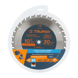 DISCO SIERRA P/MADERA 10', 30 DIENTES, CENTRO 5/8'