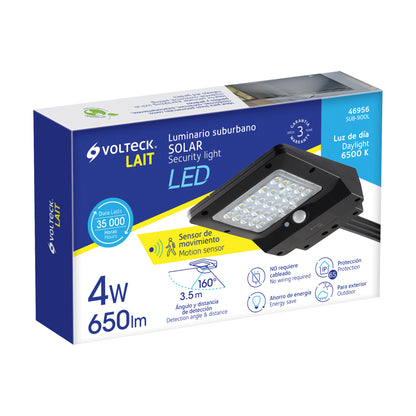LUMINARIO SUBURBANO DE LED 4 W CON PANEL SOLAR, VOLTECK 46956 P