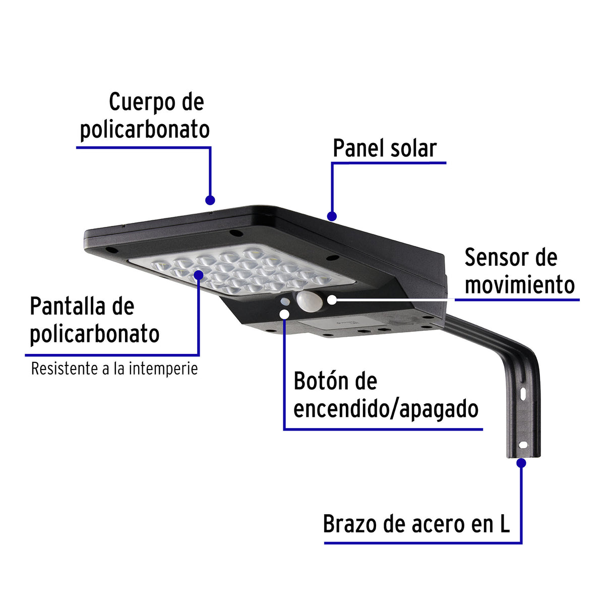 LUMINARIO SUBURBANO DE LED 4 W CON PANEL SOLAR, VOLTECK 46956 P