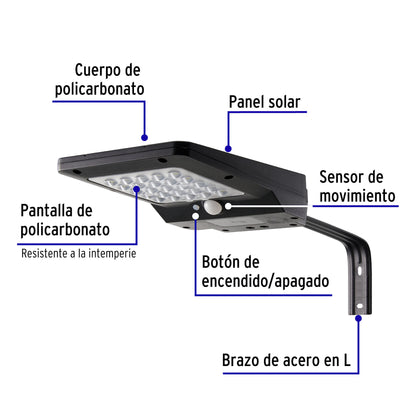 LUMINARIO SUBURBANO DE LED 4 W CON PANEL SOLAR, VOLTECK 46956 P