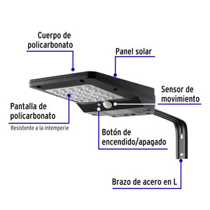 LUMINARIO SUBURBANO DE LED 4 W CON PANEL SOLAR, VOLTECK 46956 P