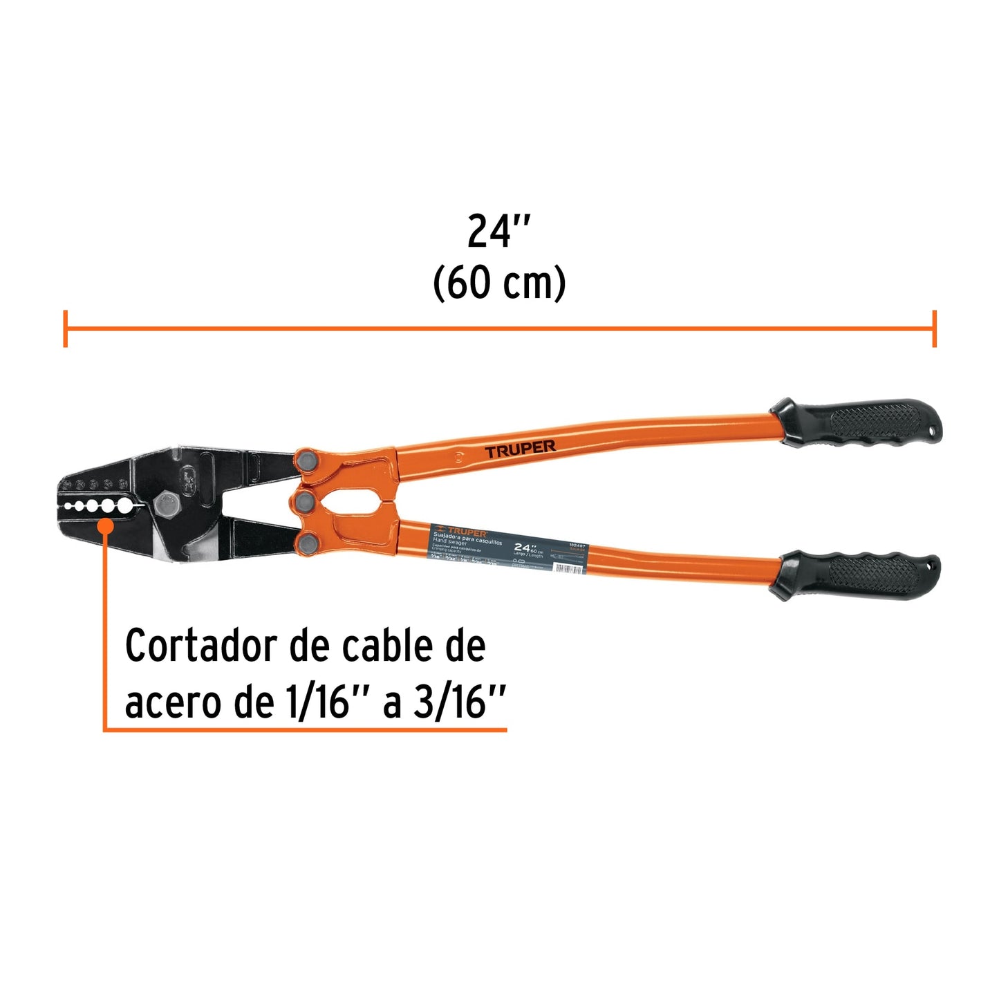 SUAJADORA 24" PARA CASQUILLOS CON CORTADOR DE CABLE, TRUPER 102487 N