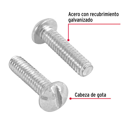 BOLSA CON 100 TORNILLOS 1/4 "X 1" TIPO ESTUFA, FIERO 44626 N