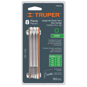 JUEGO DE LLAVES TORX, 8 PIEZAS, TIPO NAVAJA, CUERPO LÁMINA 15569 N