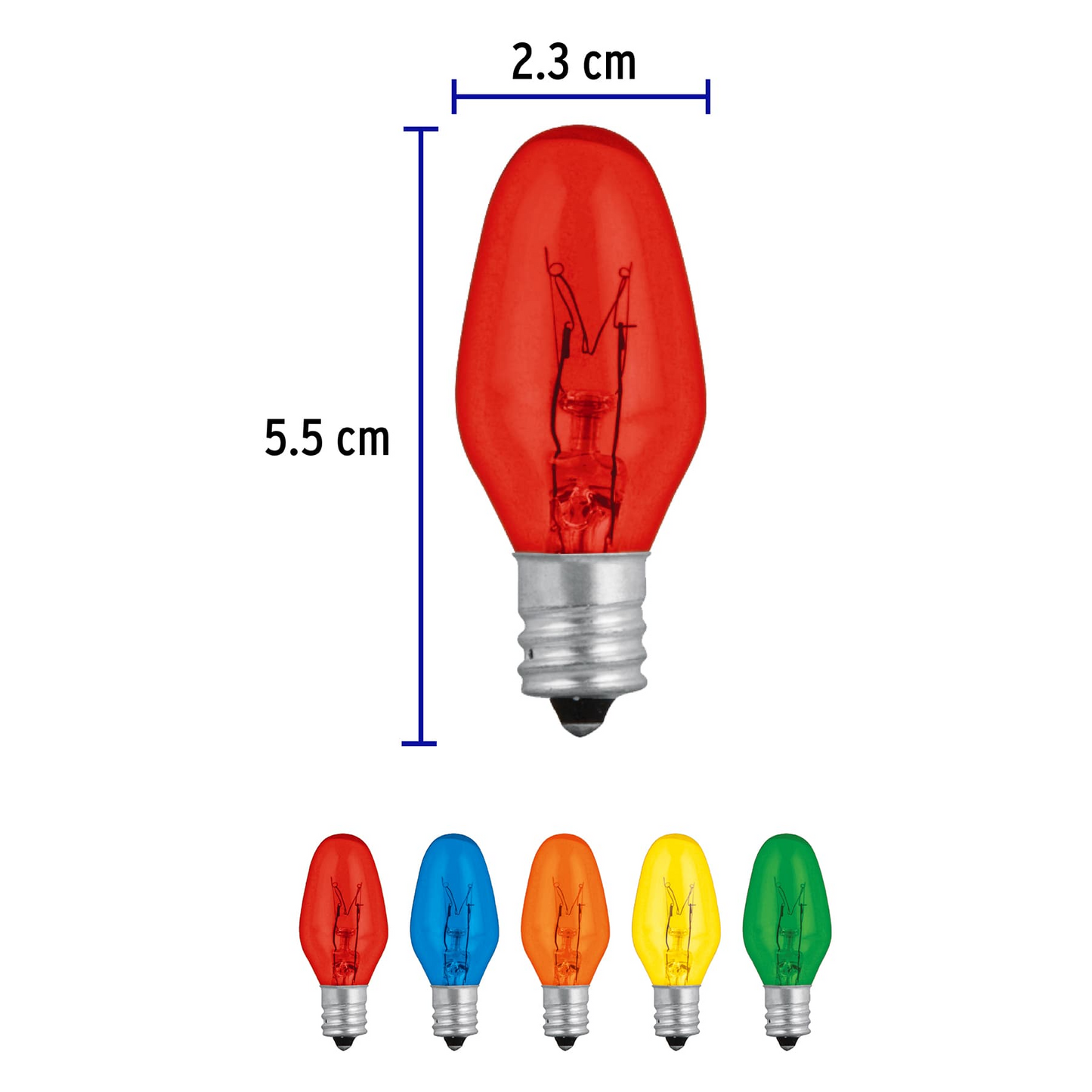 CAJA CON 50 FOCOS INCANDESCENTES DE COLORES BASE E12 7.5W 46822 N