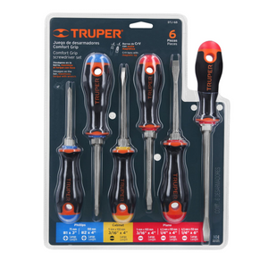 JUEGO DE 6 DESARMADORES MANGO COMFORT GRIP, TRUPER 19621 P
