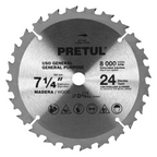 DISCO SIERRA 7-1/4' P/MADERA, 24 DIENTES CENTRO 5/8', PRETUL 27055 *