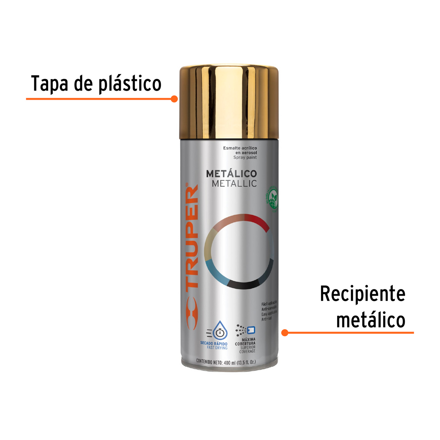 PINTURA EN AEROSOL, ORO METALICO, 400 ML,TRUPER 102845 P