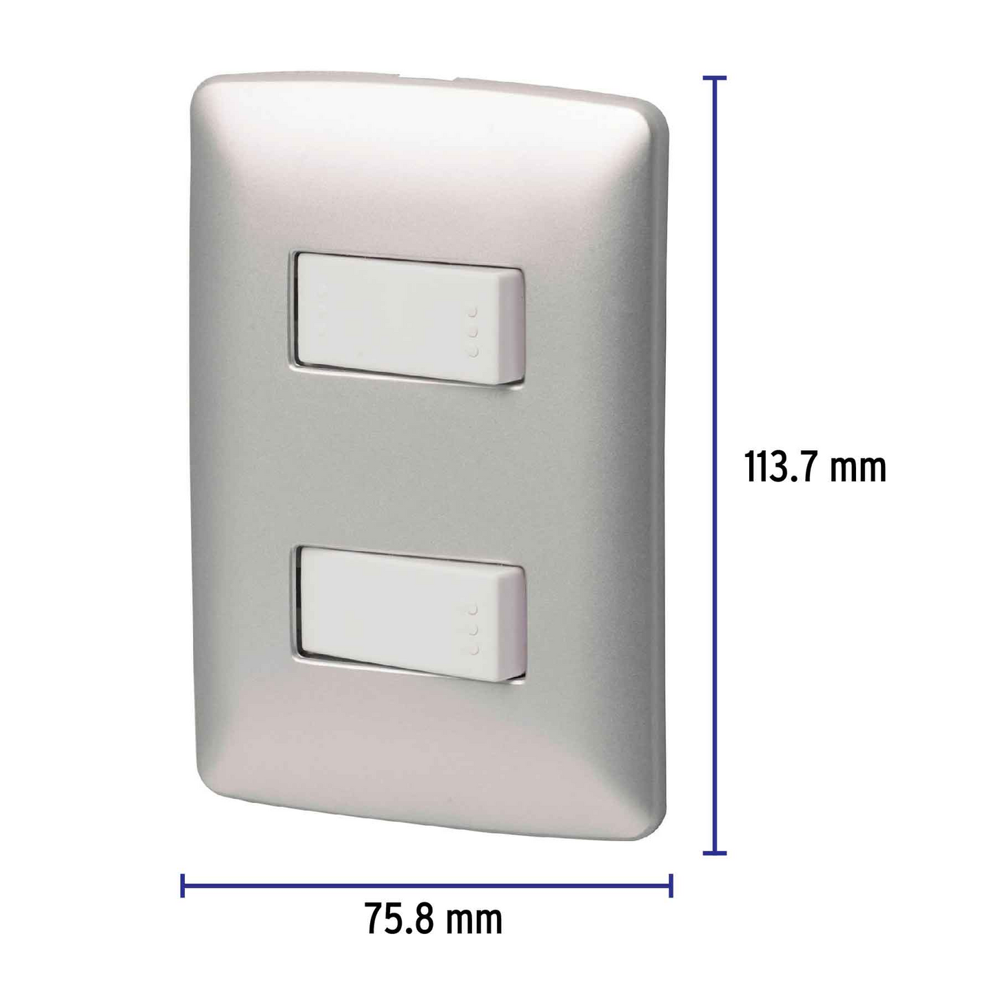 PLACA ARMADA 1 INTERRUPTOR 1 ESCALERA, PLATA, LINEA ITALIANA 46481 N