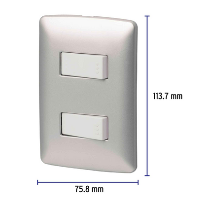 PLACA ARMADA 1 INTERRUPTOR 1 ESCALERA, PLATA, LINEA ITALIANA 46481 N