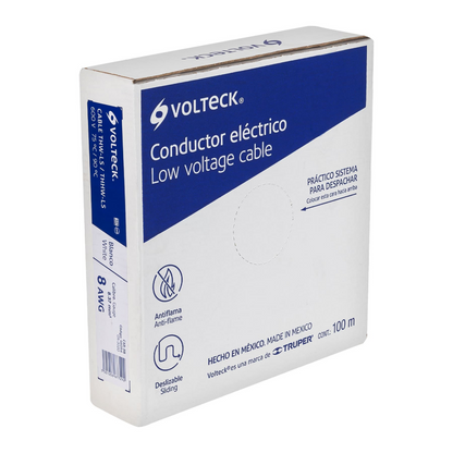 ROLLO DE 100 M DE CABLE THHW-LS #8 AWG BLANCO, VOLTECK 46054 *