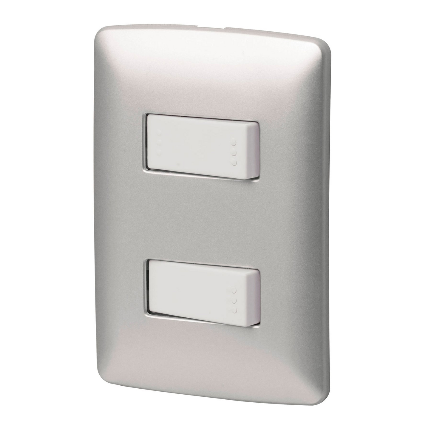 PLACA ARMADA 1 INTERRUPTOR 1 ESCALERA, PLATA, LINEA ITALIANA 46481 N